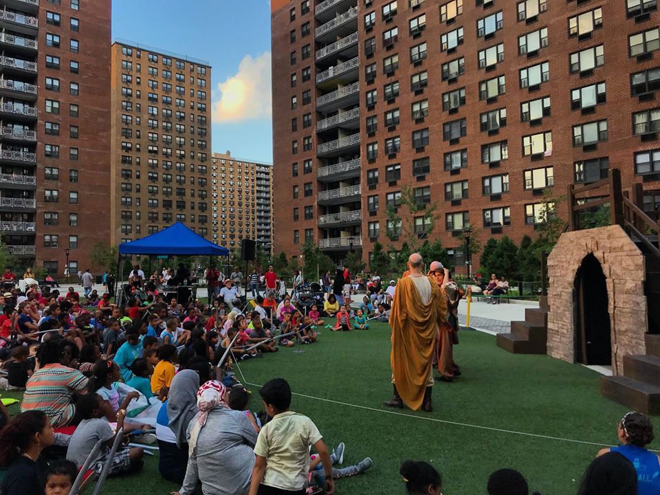 A scene from LeFrak City's first play - Shakespeare in the Park