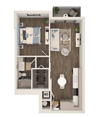 A rendering of the Alora - A3 floor plan