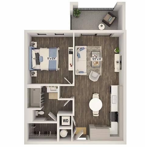 A rendering of the Arlo - A2 floor plan