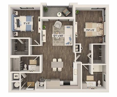 A rendering of the Bensen - B3 floor plan