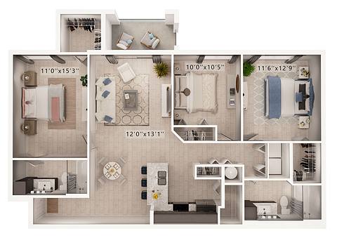 A rendering of the Caterina floor plan
