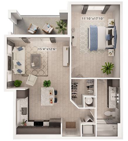 A rendering of the Aurora floor plan