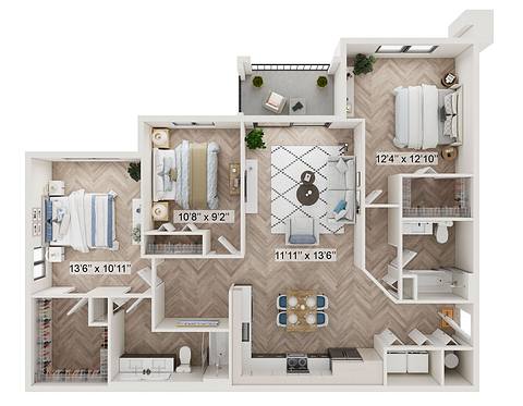 A rendering of the Cielo floor plan