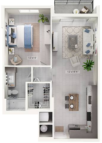 A rendering of the Crescent floor plan