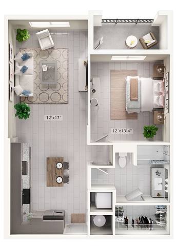 A rendering of the Copper floor plan