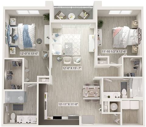 A rendering of the Bayou floor plan