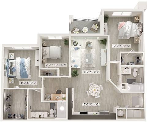 A rendering of the Chartres floor plan