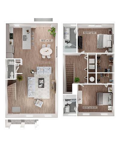 A rendering of the Del Mar floor plan