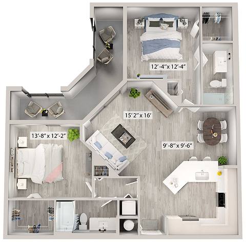 A rendering of the Brook floor plan