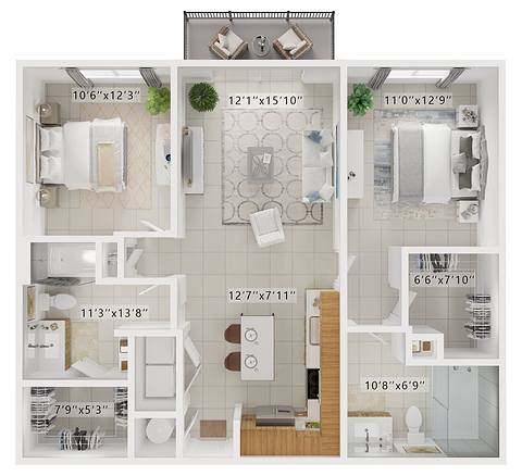 A rendering of the Carlyle  floor plan