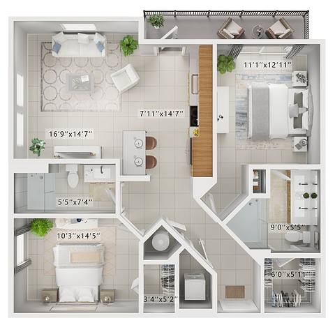 A rendering of the Delano  floor plan
