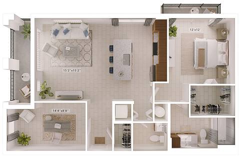 A rendering of the Chatham floor plan