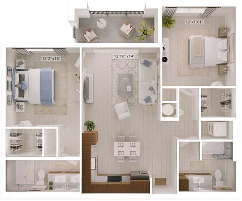 A rendering of the Camden floor plan