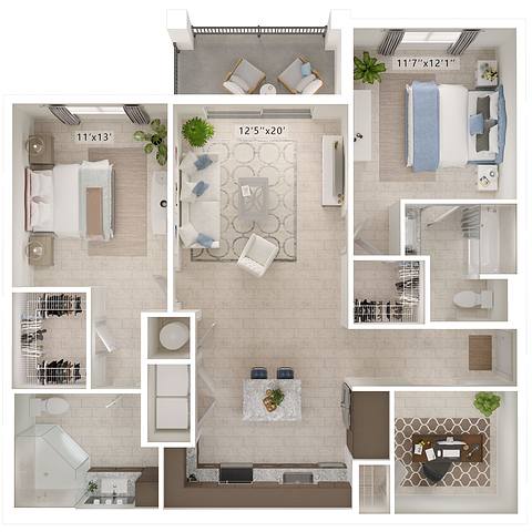 A rendering of the Biscayne floor plan