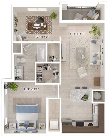 A rendering of the Andros floor plan