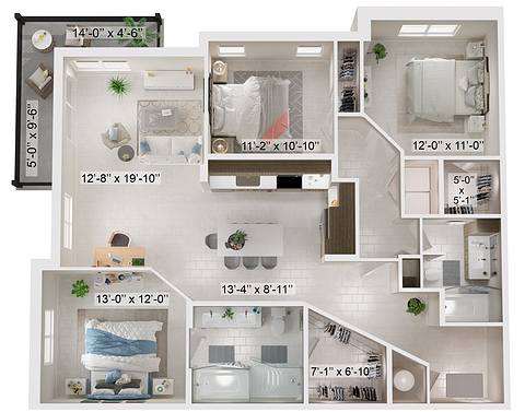 A rendering of the Cluny floor plan