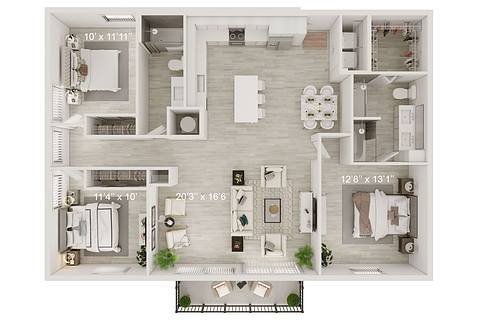 A rendering of the Clevelander floor plan