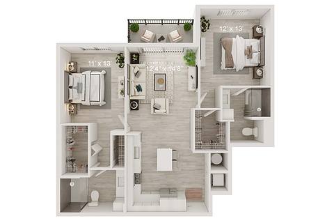 A rendering of the Betsy floor plan