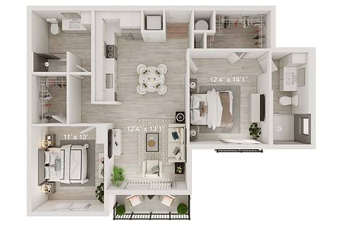 A rendering of the Biltmore floor plan