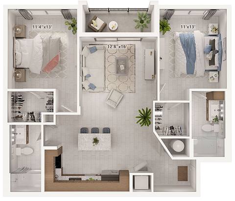 A rendering of the Bourbon floor plan