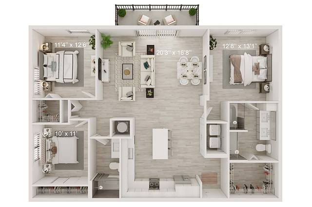 A rendering of the Chedi floor plan