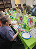 People eating at decorated table