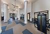 Fitness center with white pillars