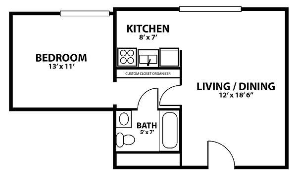 1 Bedroom Floorplan Layout 
