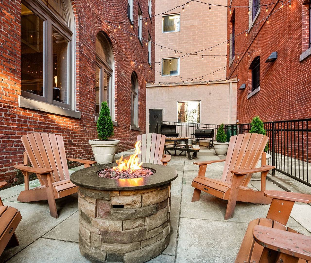 Outdoor fire pit with seating
