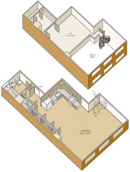A rendering of the S23L floor plan 