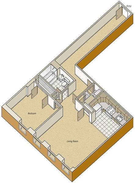 A rendering of the A34 floor plan 