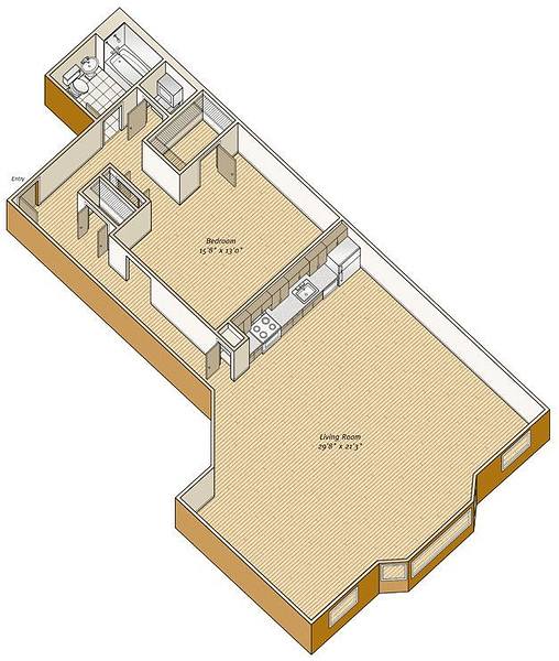 A rendering of the A32 floor plan 