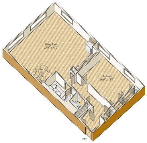 A rendering of the A22 floor plan 