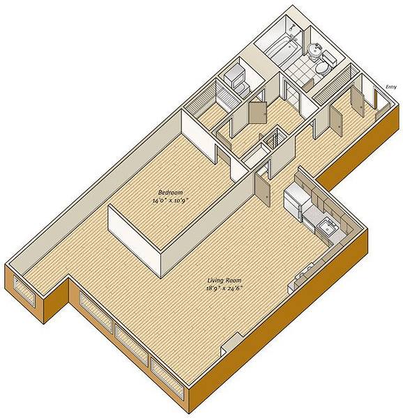 A rendering of the A25 floor plan 
