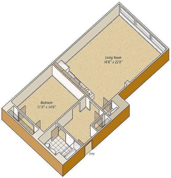 A rendering of the A24 floor plan 
