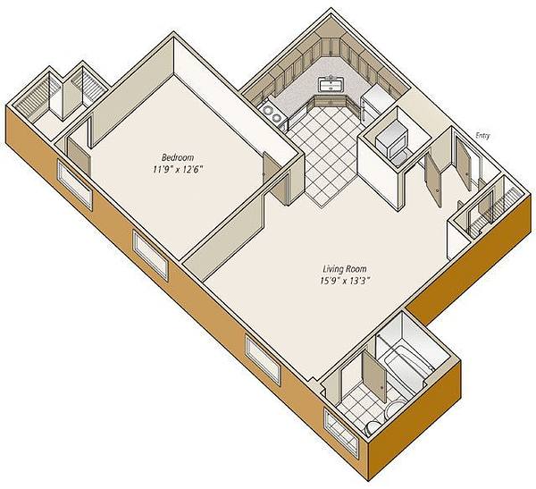 A rendering of the A21 floor plan 