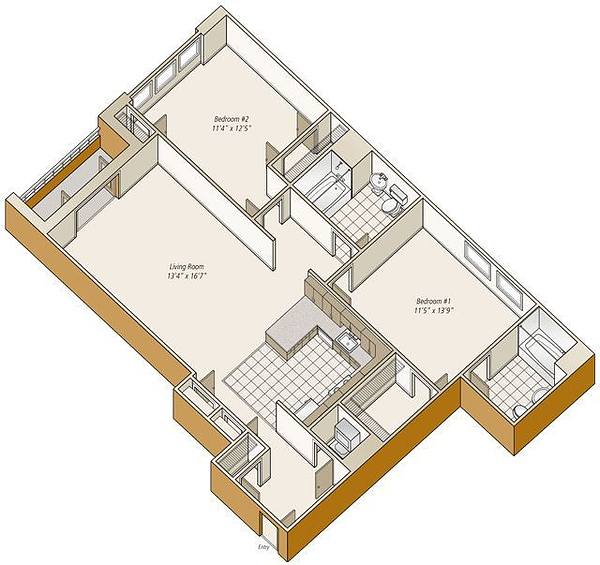 A rendering of the B31 floor plan 