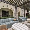 Swimming pool area cabanas with privacy curtains at resort-style pool at Lantower Westshore.