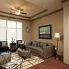 Apartment living area with seating