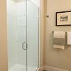Walk-in shower with glass doors