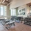 Fitness center with free weights and benches