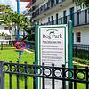 Fenced dog park and signage