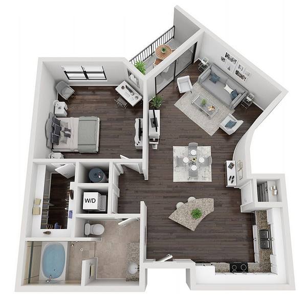 A rendering of the A450 floor plan