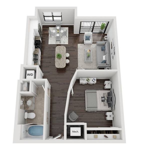 A rendering of the A200 floor plan