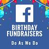 Facebook Birthday Fundraiser card with balloons and streamers