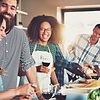 friends cooking in kitchen