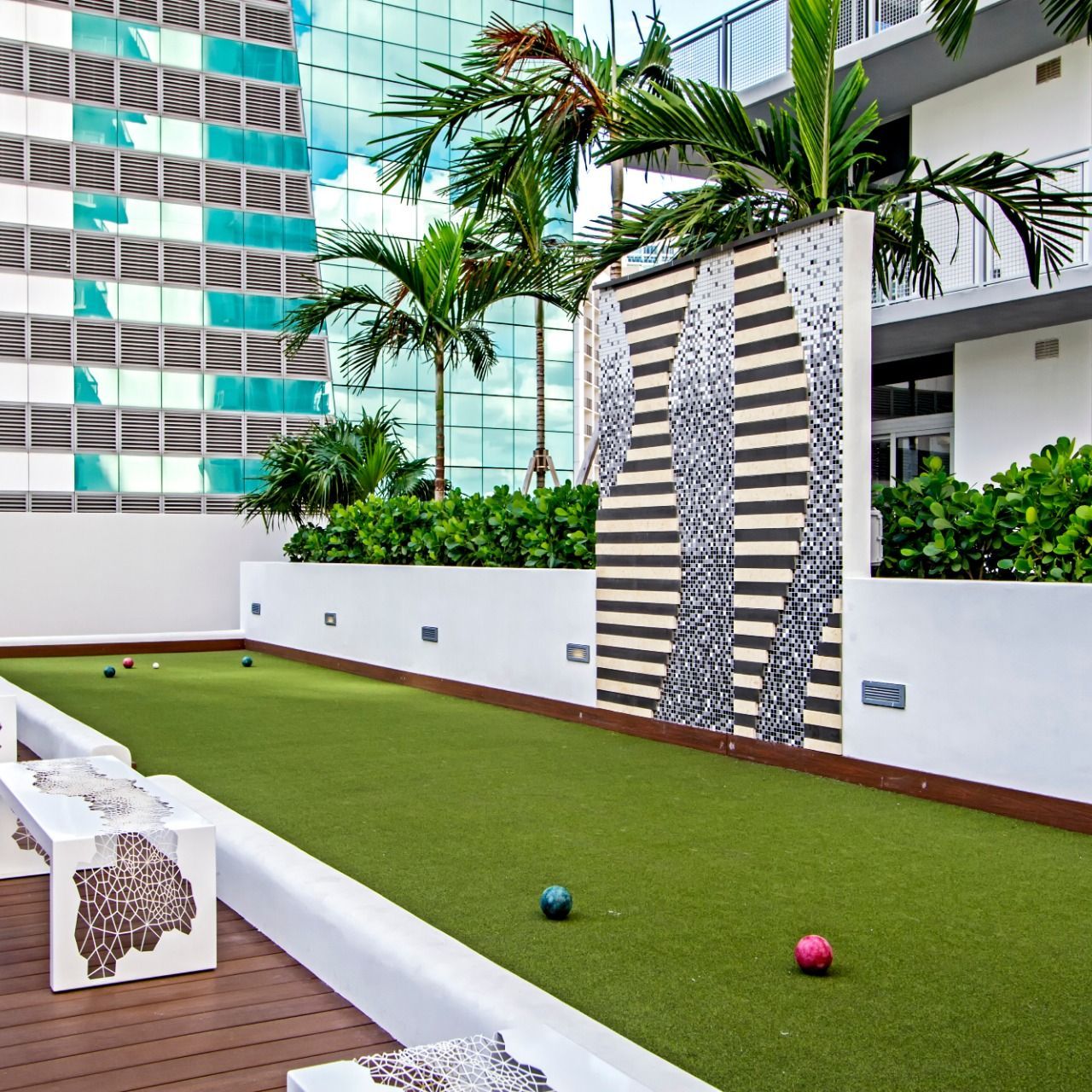 Landscaped pool deck Landscaped pool deck