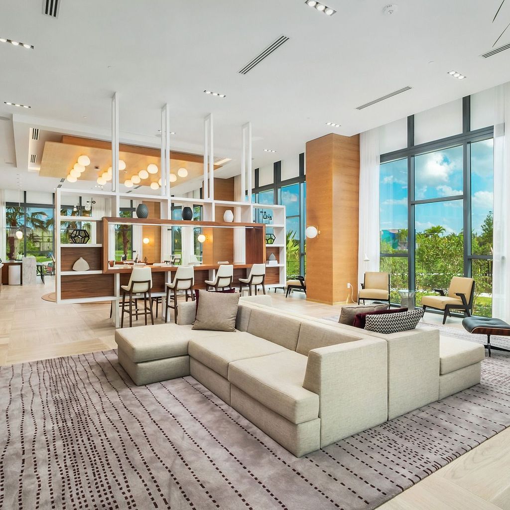Resident Lounges Relaxing Seating Area in the Lounge at The Shoreline at SoLé Mia Luxury Apartments in North Miami